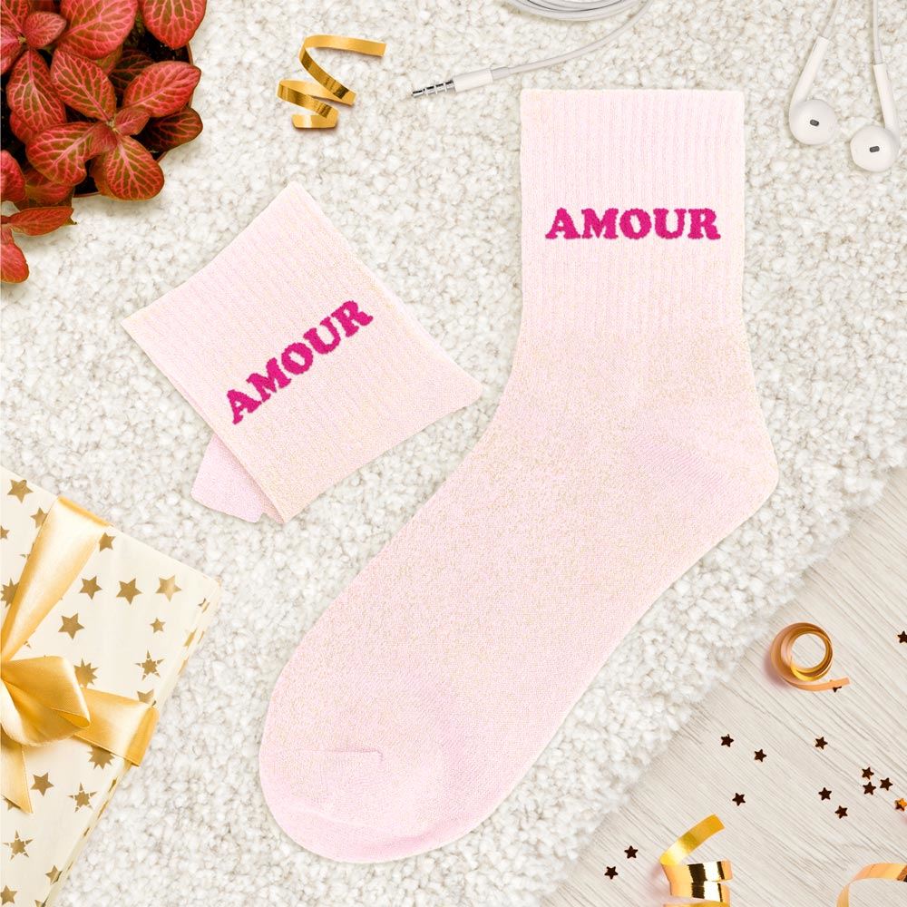 Chaussettes paillettes tuftées: AMOUR