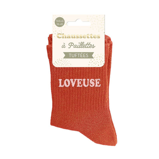 Chaussettes paillettes tuftées: LOVEUSE