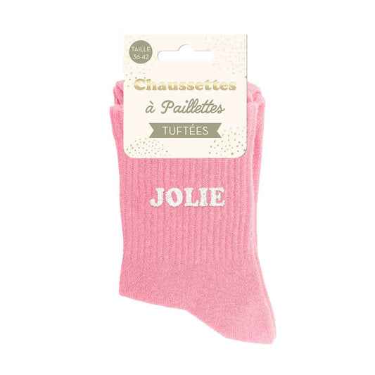 Chaussettes paillettes tuftées: JOLIE