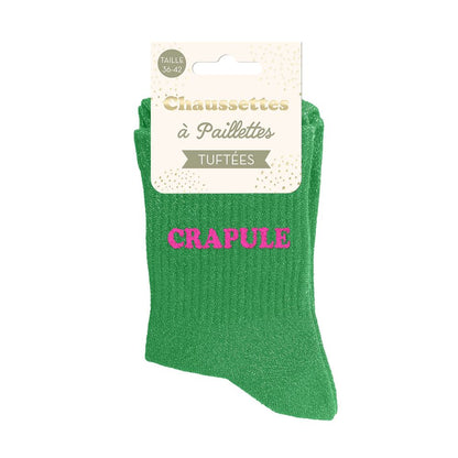 Chaussettes paillettes tuftées: CRAPULE