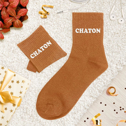 Chaussettes paillettes tuftées: CHATON
