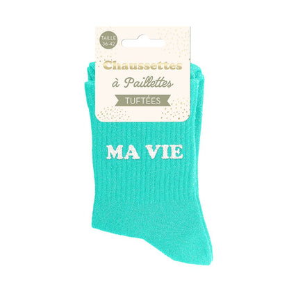 Chaussettes paillettes tuftées: MA VIE
