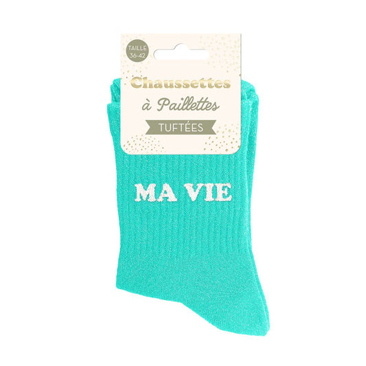 Chaussettes paillettes tuftées: MA VIE