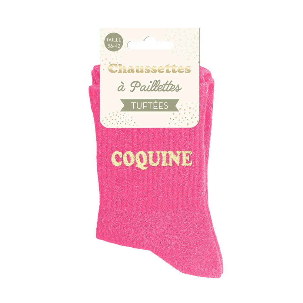 Chaussettes paillettes tuftées: COQUINE