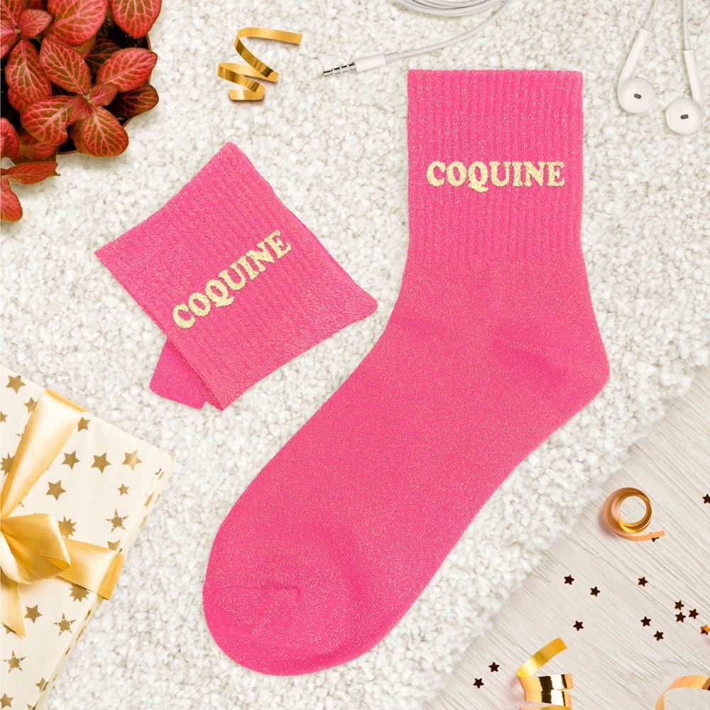 Chaussettes paillettes tuftées: COQUINE