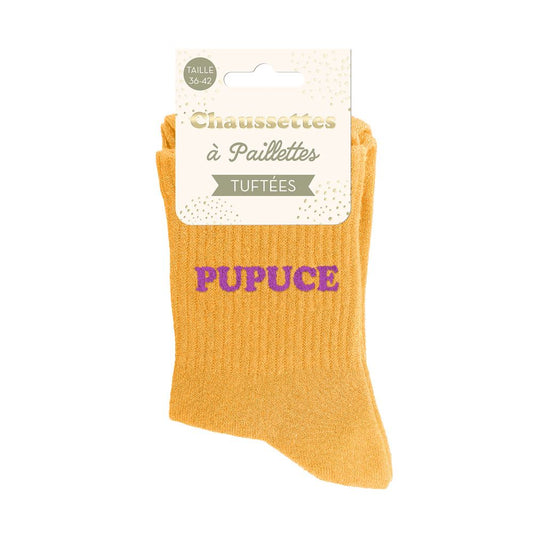 Chaussettes paillettes tuftées: PUPUCE