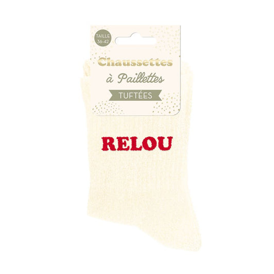 Chaussettes paillettes tuftées: RELOU