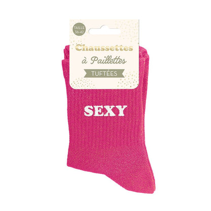 Chaussettes paillettes tuftées: SEXY