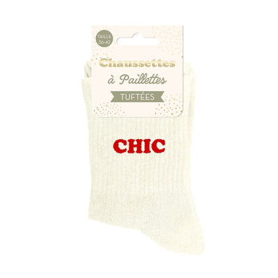 Chaussettes paillettes tuftées: CHIC