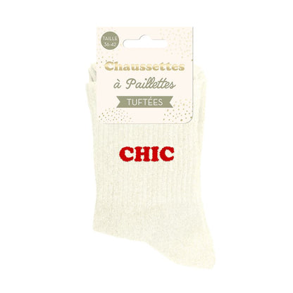 Chaussettes paillettes tuftées: CHIC