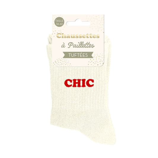Chaussettes paillettes tuftées: CHIC
