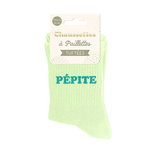 Chaussettes paillettes tuftées: PEPITE