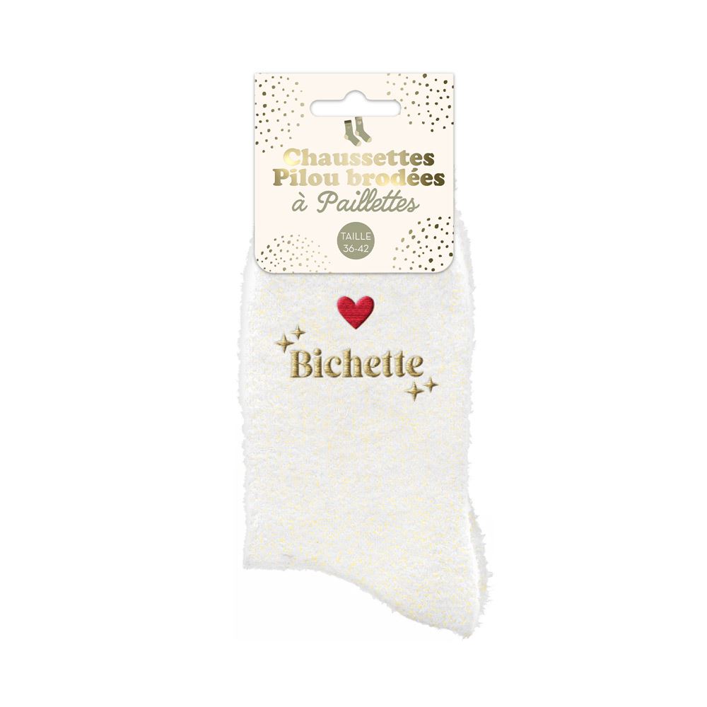 Chaussettes à paillettes pilou brodées: Bichette