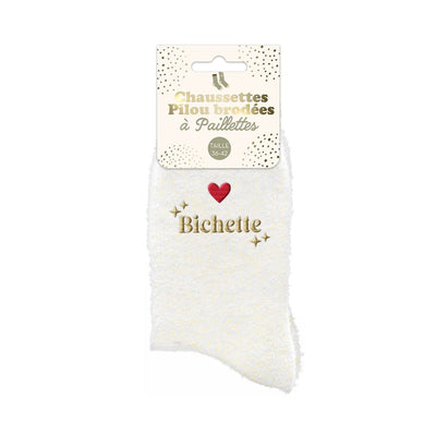 Chaussettes à paillettes pilou brodées: Bichette