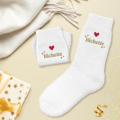Chaussettes à paillettes pilou brodées: Bichette