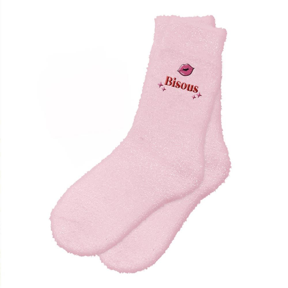 Chaussettes à paillettes pilou brodées: Bisous