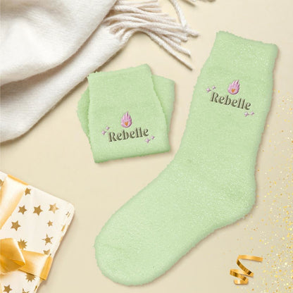 Chaussettes à paillettes pilou brodées: Rebelle