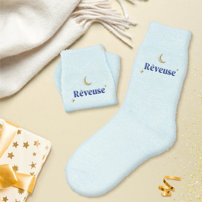 Chaussettes à paillettes pilou brodées: Rêveuse