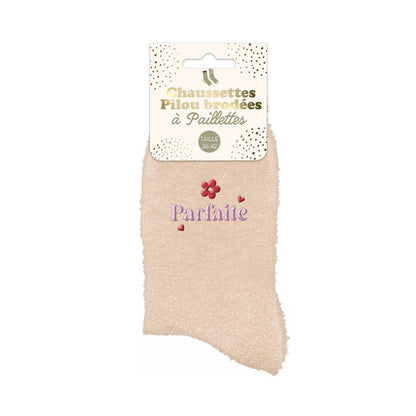 Chaussettes à paillettes pilou brodées: Parfaite