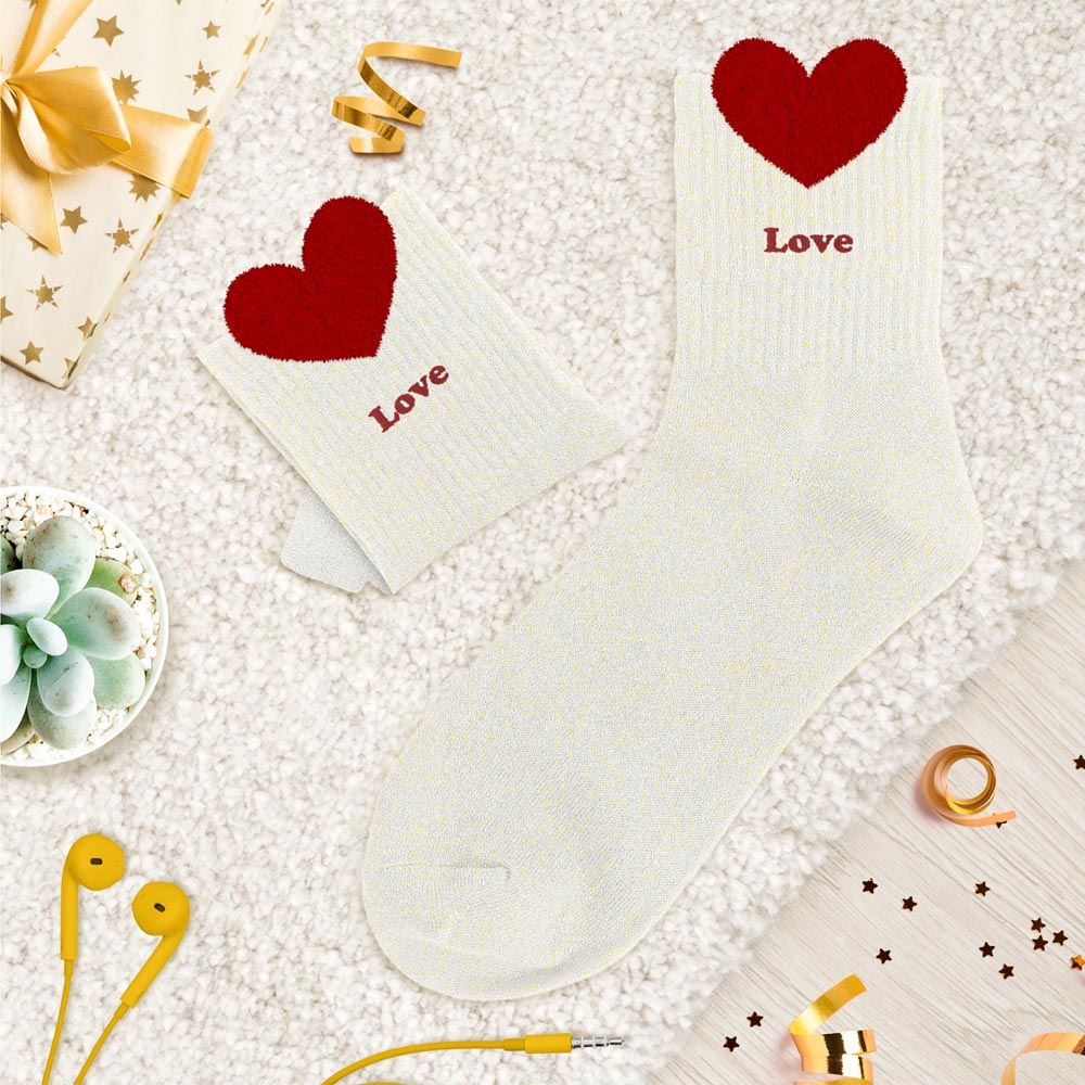 Chaussettes à paillettes pilou brodées: Love