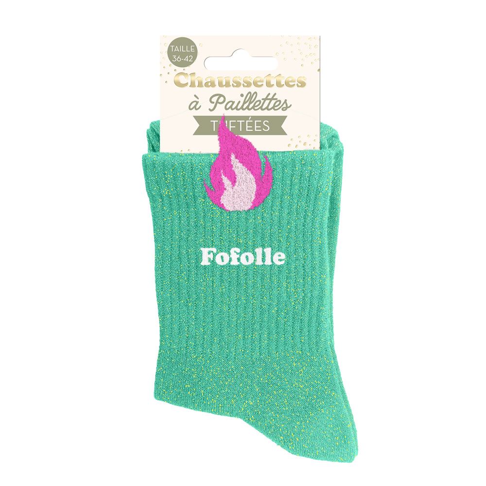 Chaussettes à paillettes pilou brodées: Fofolle