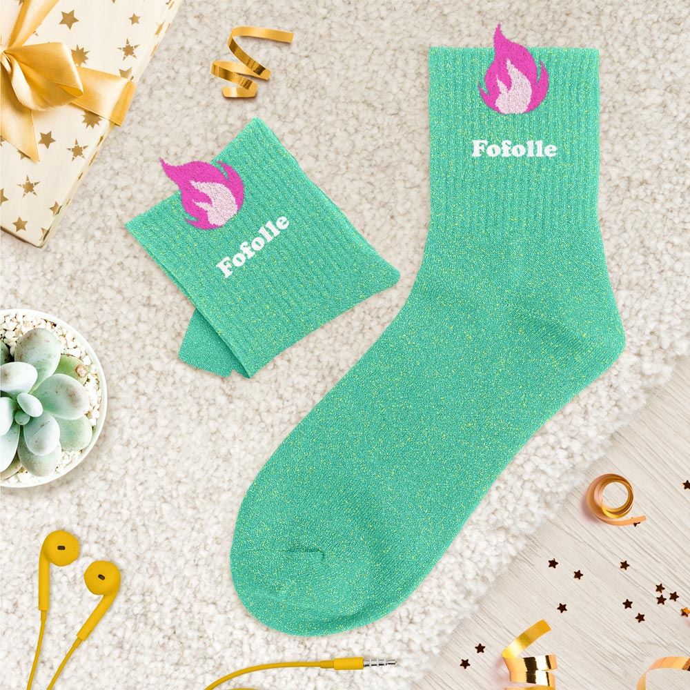 Chaussettes à paillettes pilou brodées: Fofolle