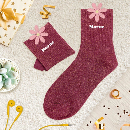 Chaussettes à paillettes pilou brodées: Morue
