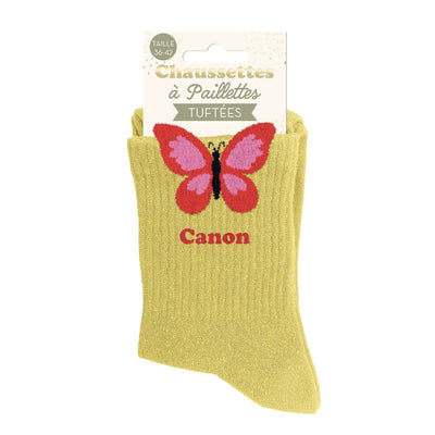 Chaussettes à paillettes pilou brodées: Canon