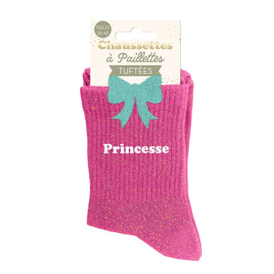 Chaussettes à paillettes pilou brodées: Princesse