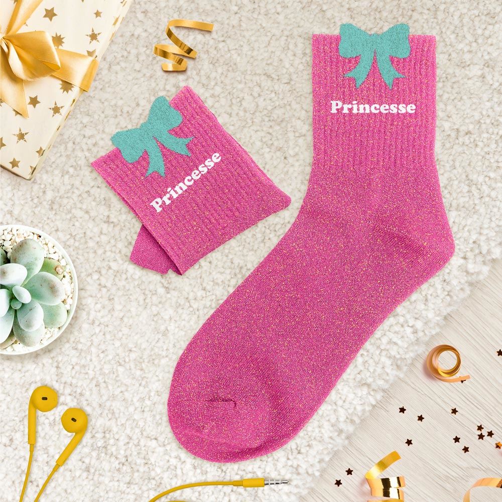 Chaussettes à paillettes pilou brodées: Princesse