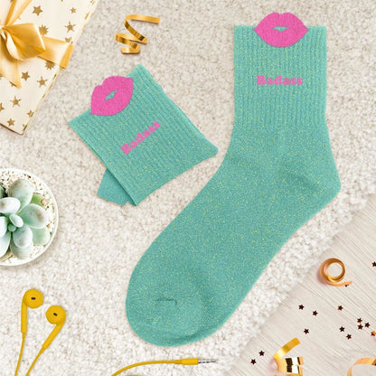 Chaussettes à paillettes pilou brodées: Badass