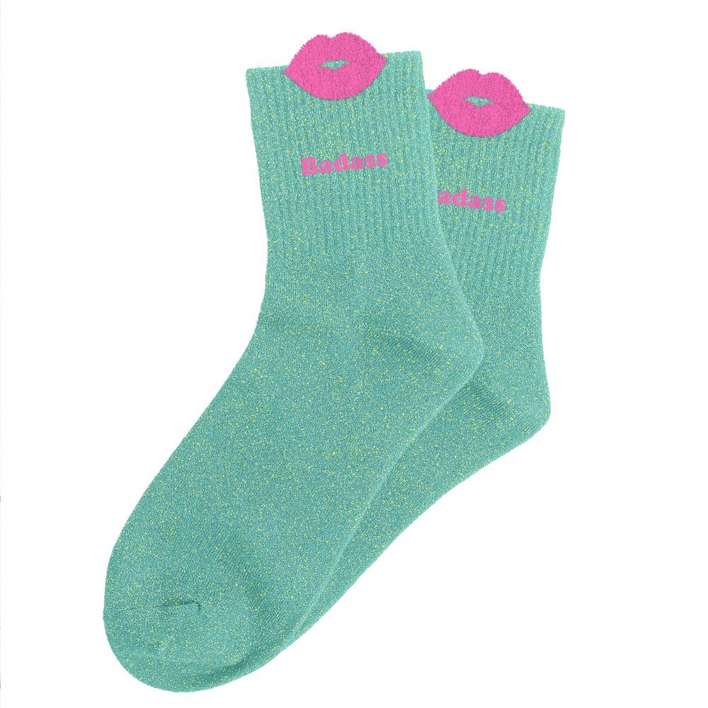 Chaussettes à paillettes pilou brodées: Badass