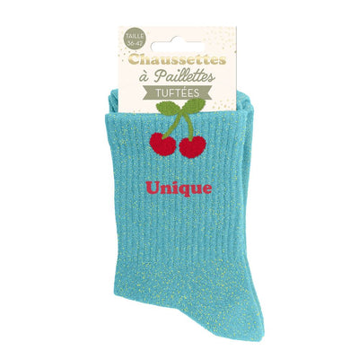 Chaussettes à paillettes pilou brodées: Unique