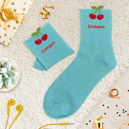 Chaussettes à paillettes pilou brodées: Unique